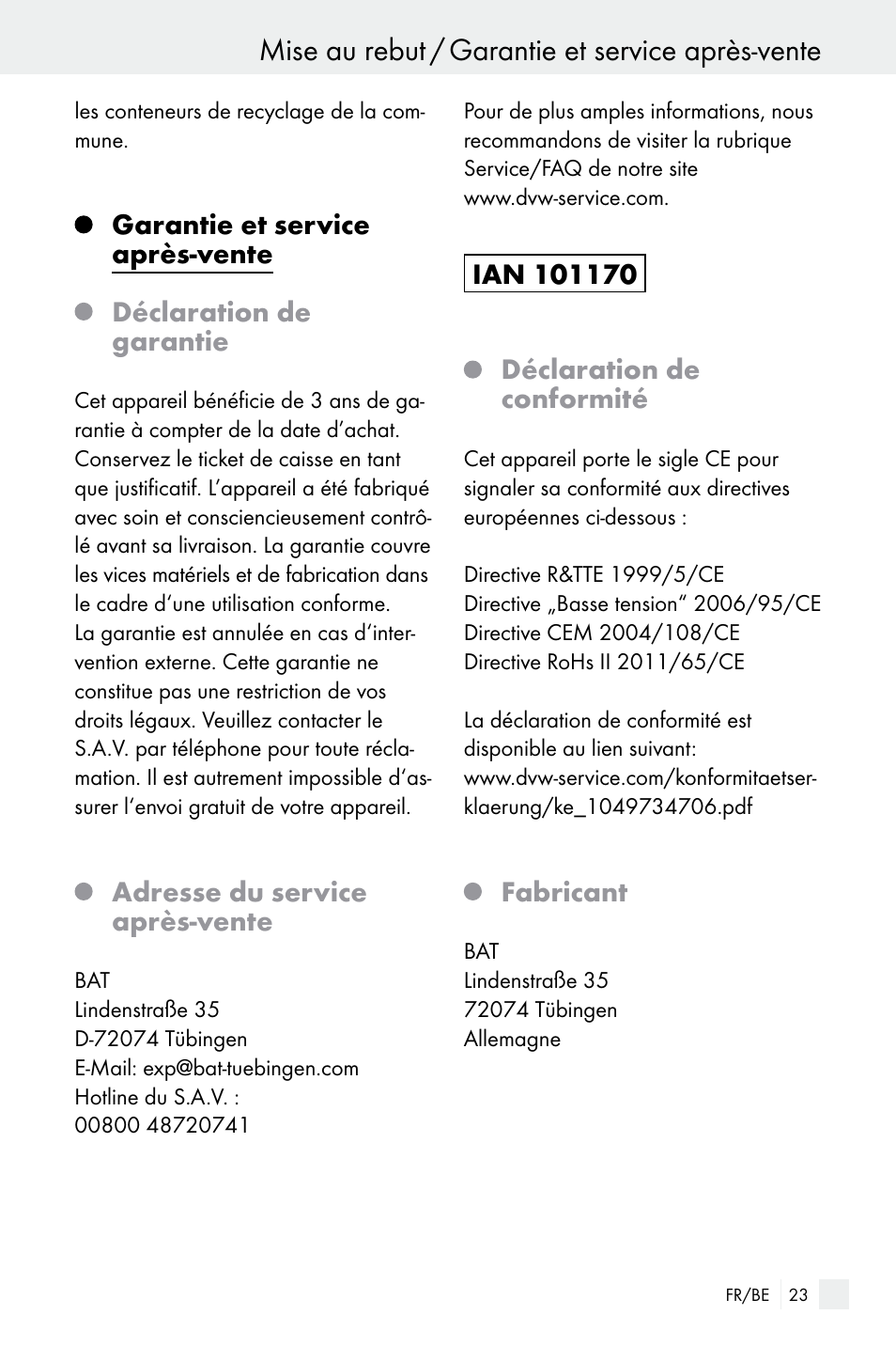 Mise au rebut / garantie et service après-vente | Silvercrest WIRELESS SOCKET SET User Manual | Page 23 / 45