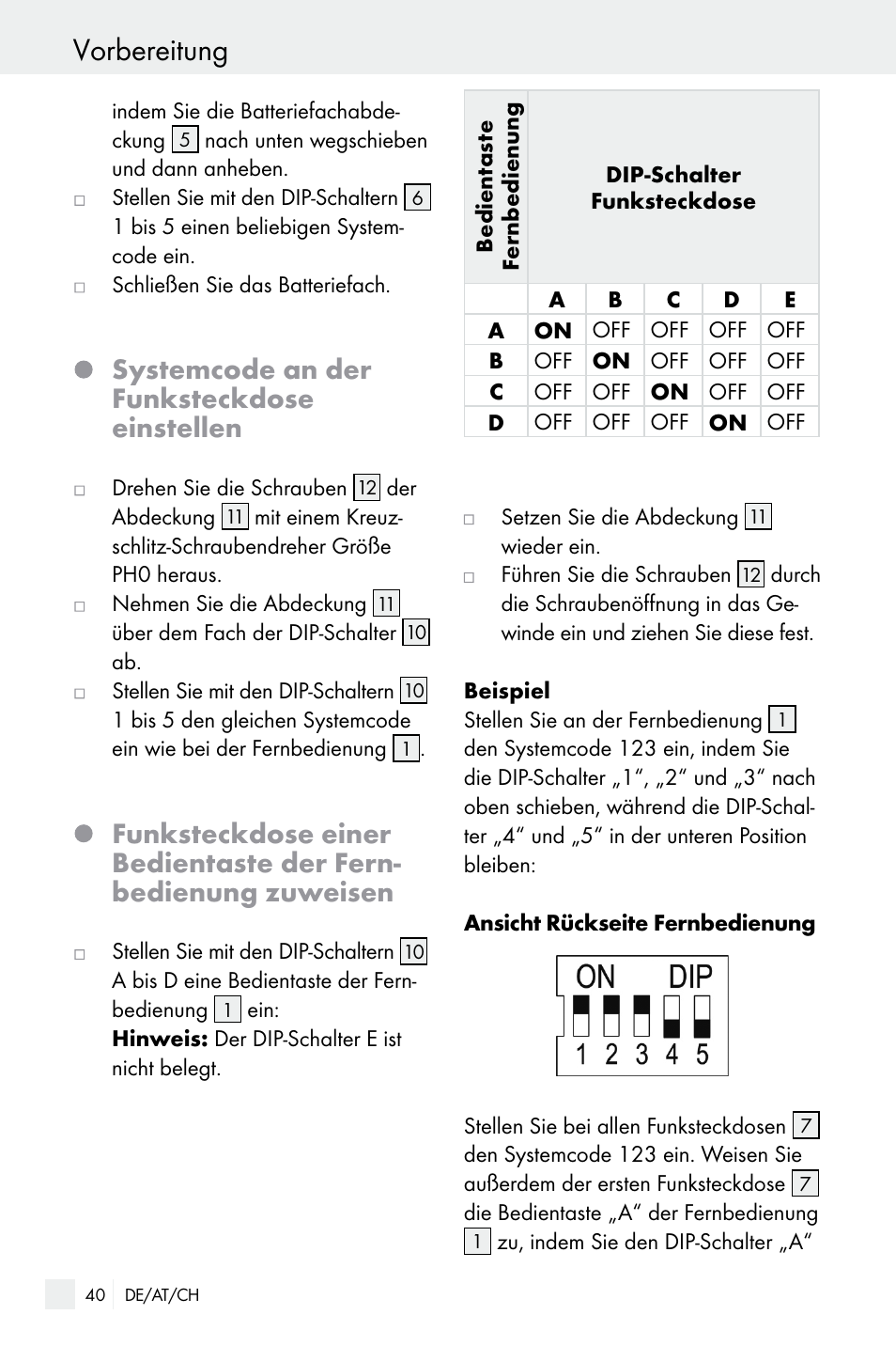 Vorbereitung, Systemcode an der funksteckdose einstellen | Silvercrest WIRELESS SOCKET SET User Manual | Page 40 / 45