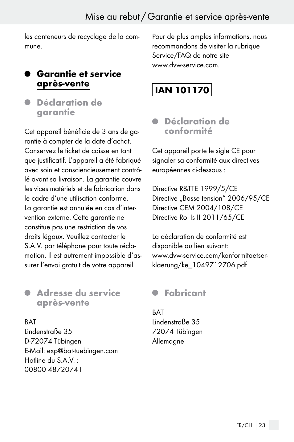 Mise au rebut / garantie et service après-vente | Silvercrest WIRELESS SOCKET SET User Manual | Page 23 / 45