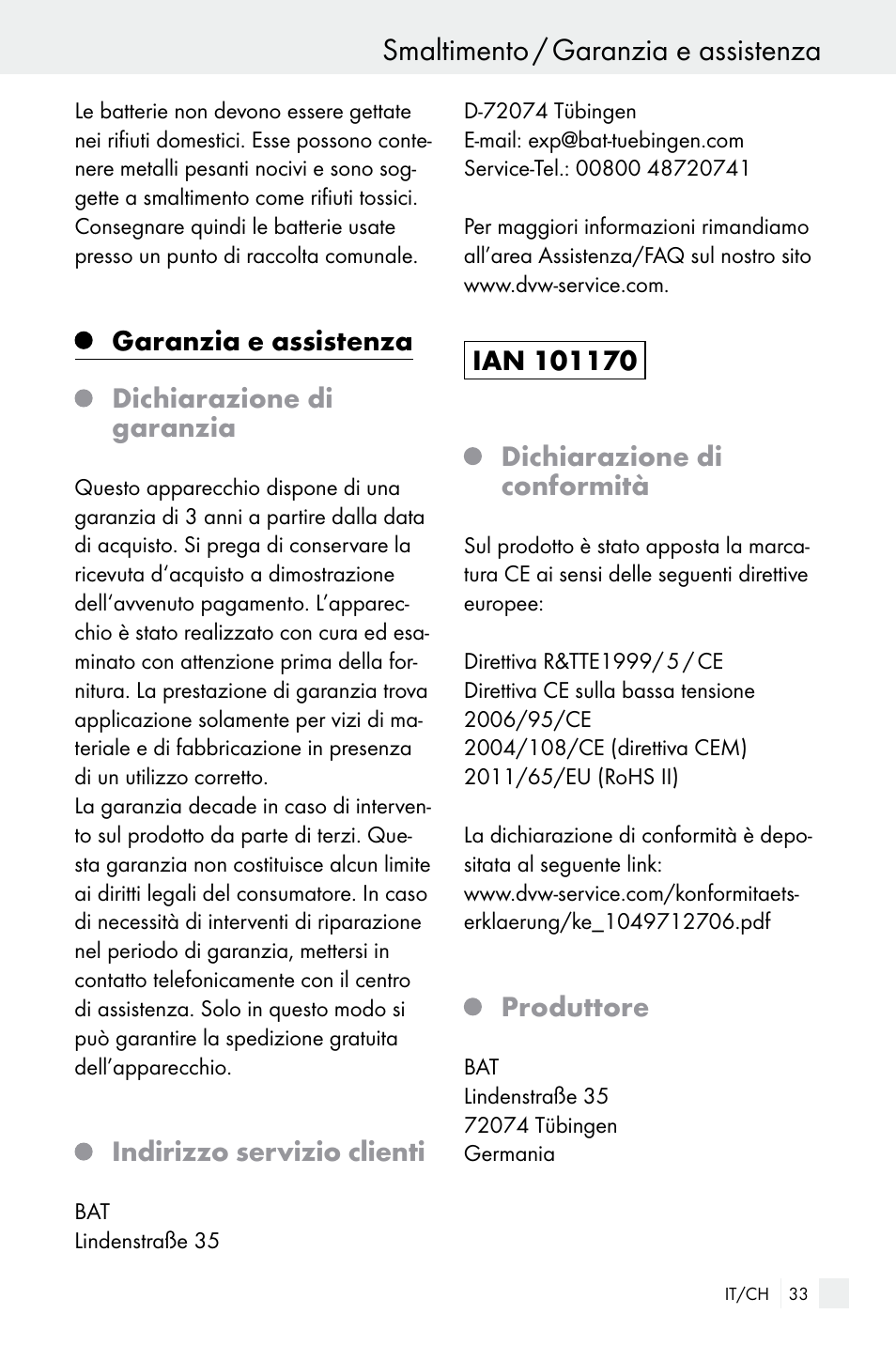 Smaltimento / garanzia e assistenza | Silvercrest WIRELESS SOCKET SET User Manual | Page 33 / 45