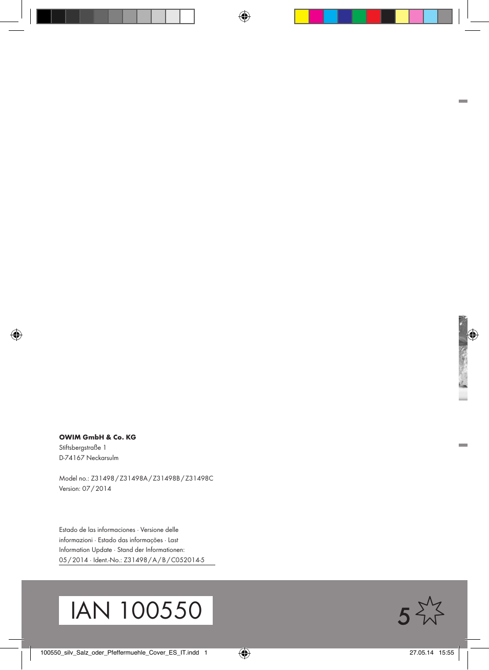 Silvercrest Z31498/Z31498A/Z31498B/Z31498C User Manual | Page 28 / 28