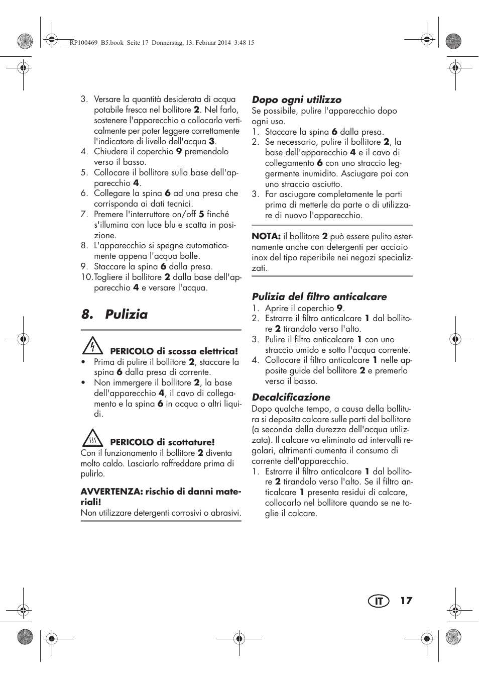 Pulizia | Silvercrest SWKS 2200 A1 User Manual | Page 19 / 54