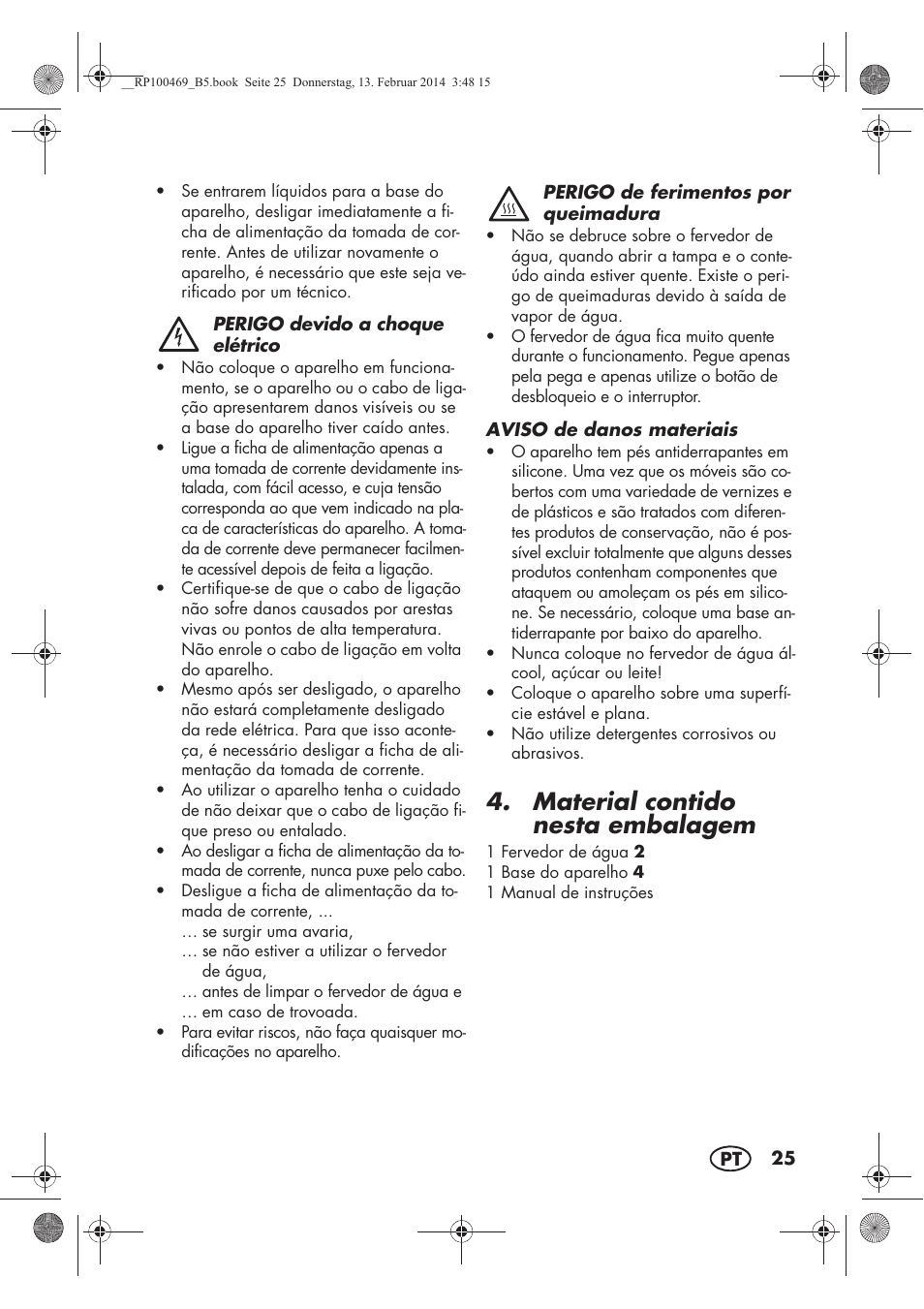 Material contido nesta embalagem | Silvercrest SWKS 2200 A1 User Manual | Page 27 / 54