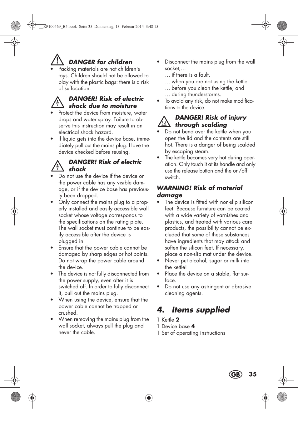 Items supplied | Silvercrest SWKS 2200 A1 User Manual | Page 37 / 54