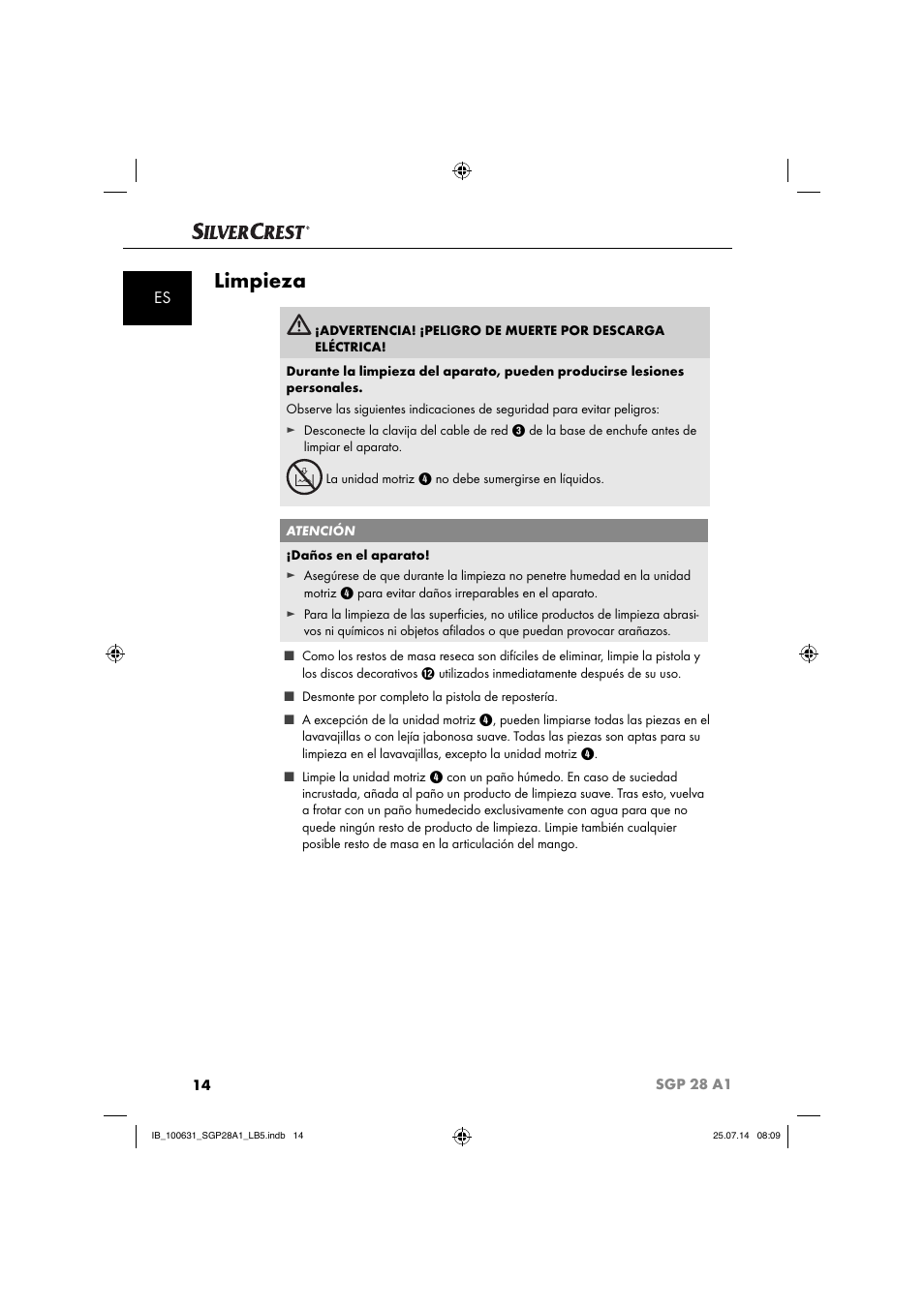 Limpieza | Silvercrest SGP 28 A1 User Manual | Page 17 / 76