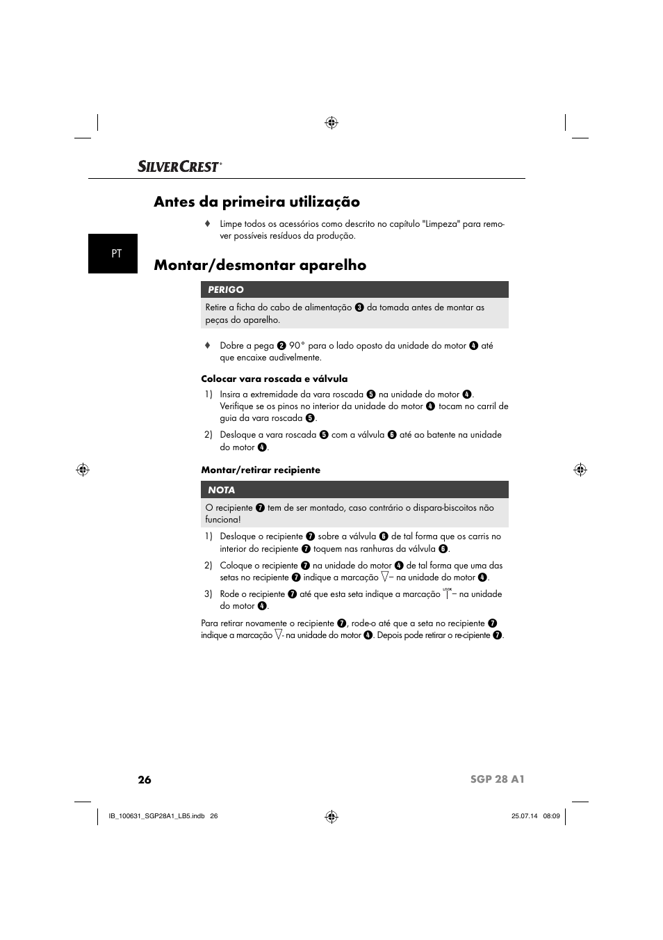 Antes da primeira utilização, Montar/desmontar aparelho | Silvercrest SGP 28 A1 User Manual | Page 29 / 76