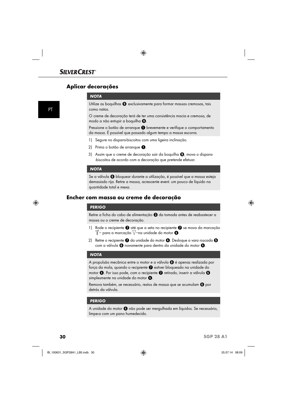 Aplicar decorações, Encher com massa ou creme de decoração | Silvercrest SGP 28 A1 User Manual | Page 33 / 76