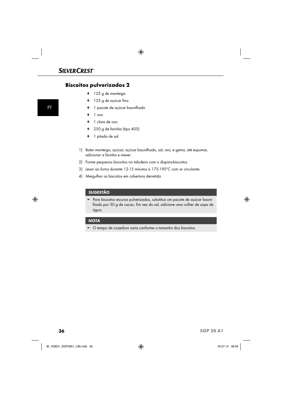 Biscoitos pulverizados 2 | Silvercrest SGP 28 A1 User Manual | Page 39 / 76