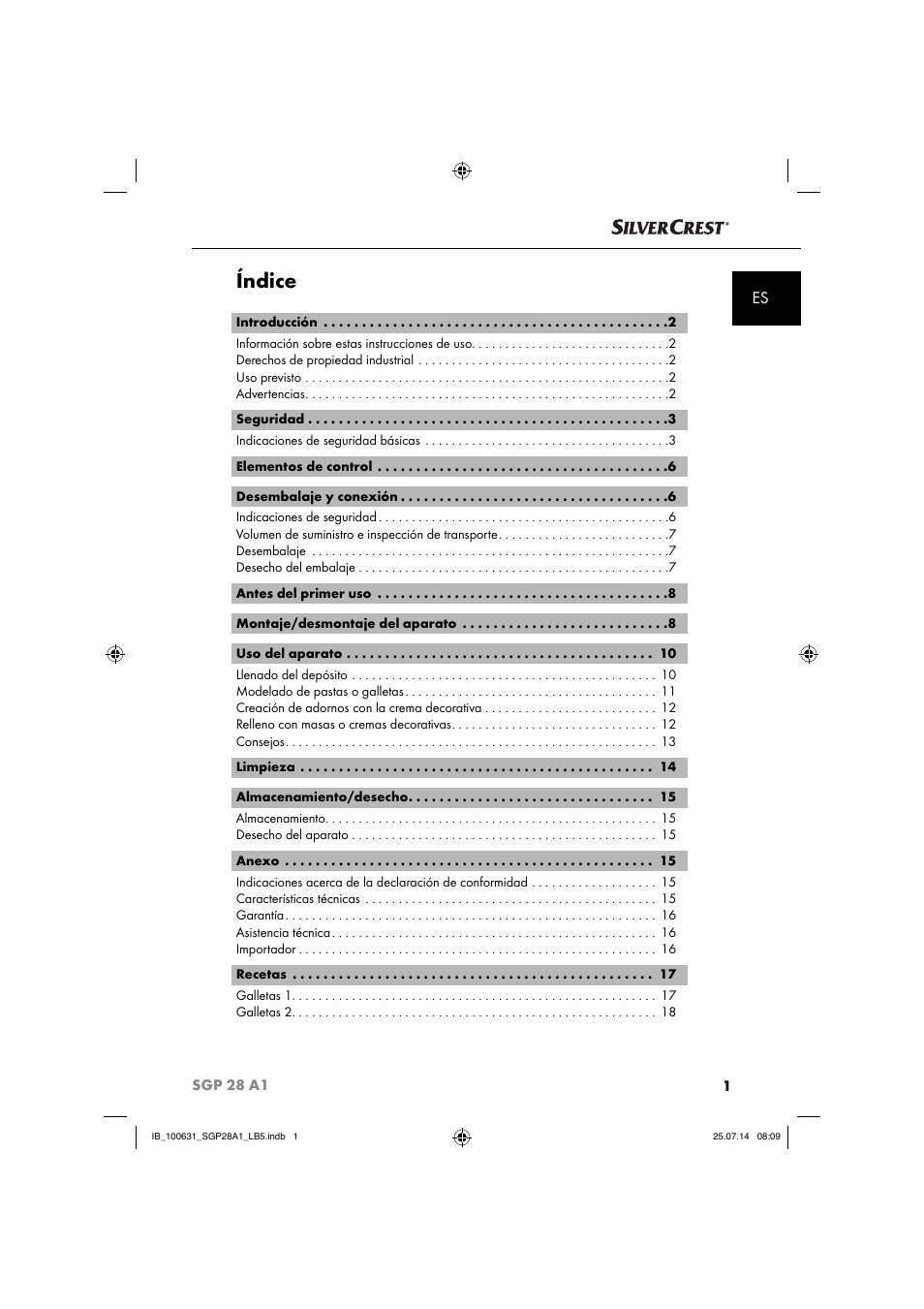 Índice | Silvercrest SGP 28 A1 User Manual | Page 4 / 76