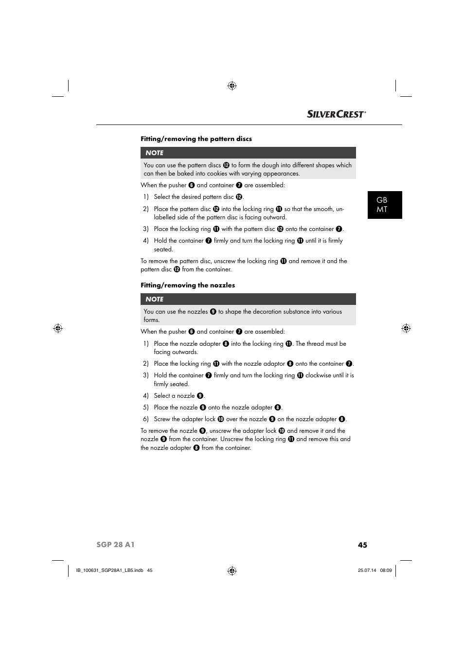 Gb mt | Silvercrest SGP 28 A1 User Manual | Page 48 / 76