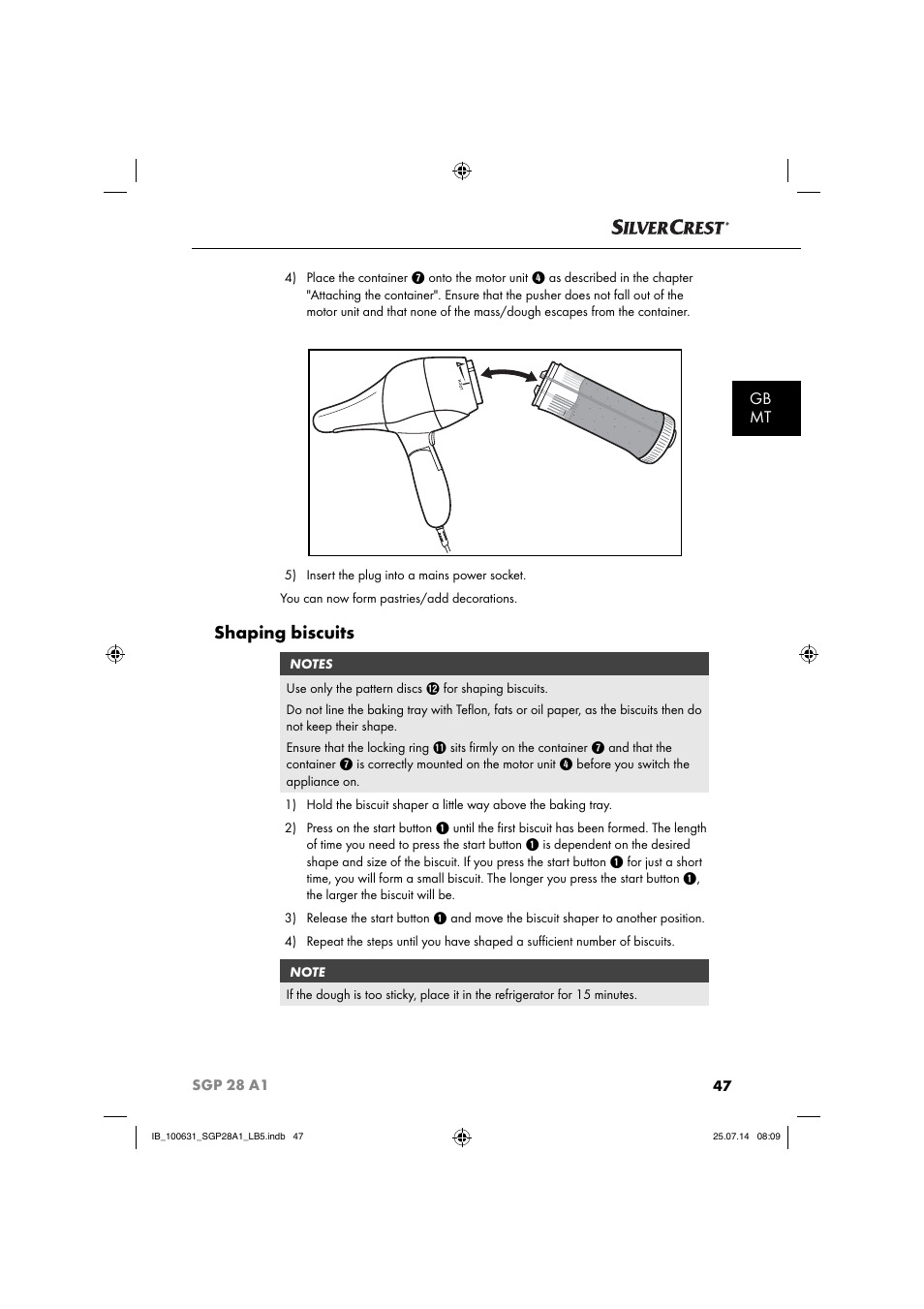 Shaping biscuits, Gb mt | Silvercrest SGP 28 A1 User Manual | Page 50 / 76