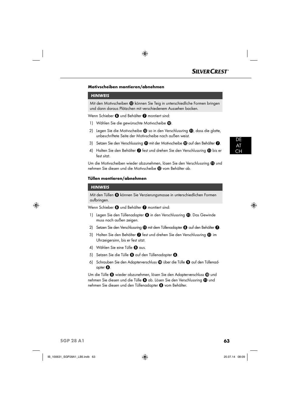 De at ch | Silvercrest SGP 28 A1 User Manual | Page 66 / 76