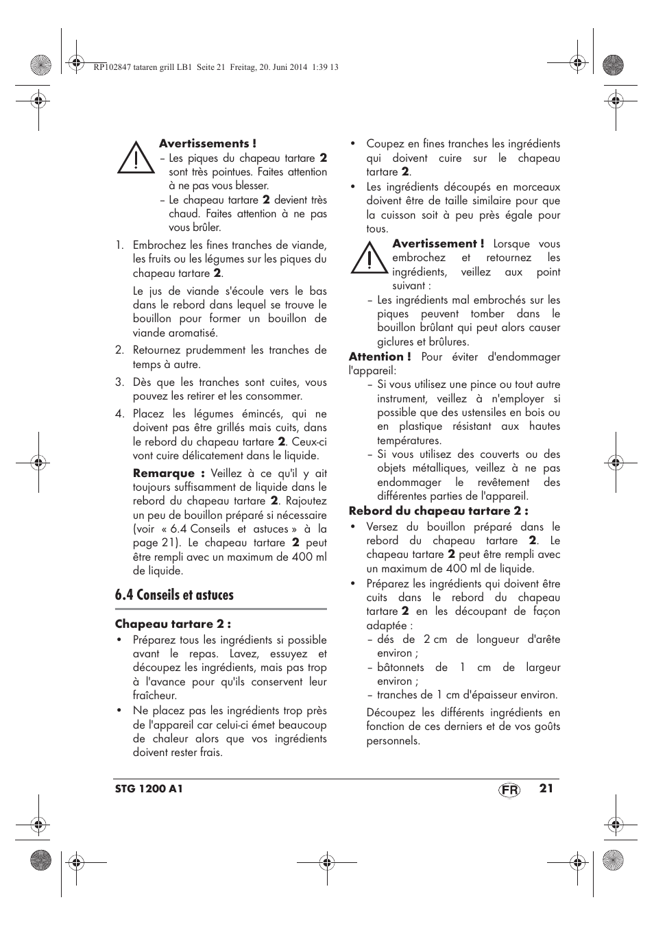 4 conseils et astuces | Silvercrest STG 1200 A1 User Manual | Page 23 / 50