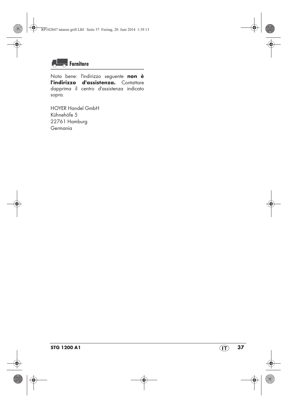 Fornitore | Silvercrest STG 1200 A1 User Manual | Page 39 / 50