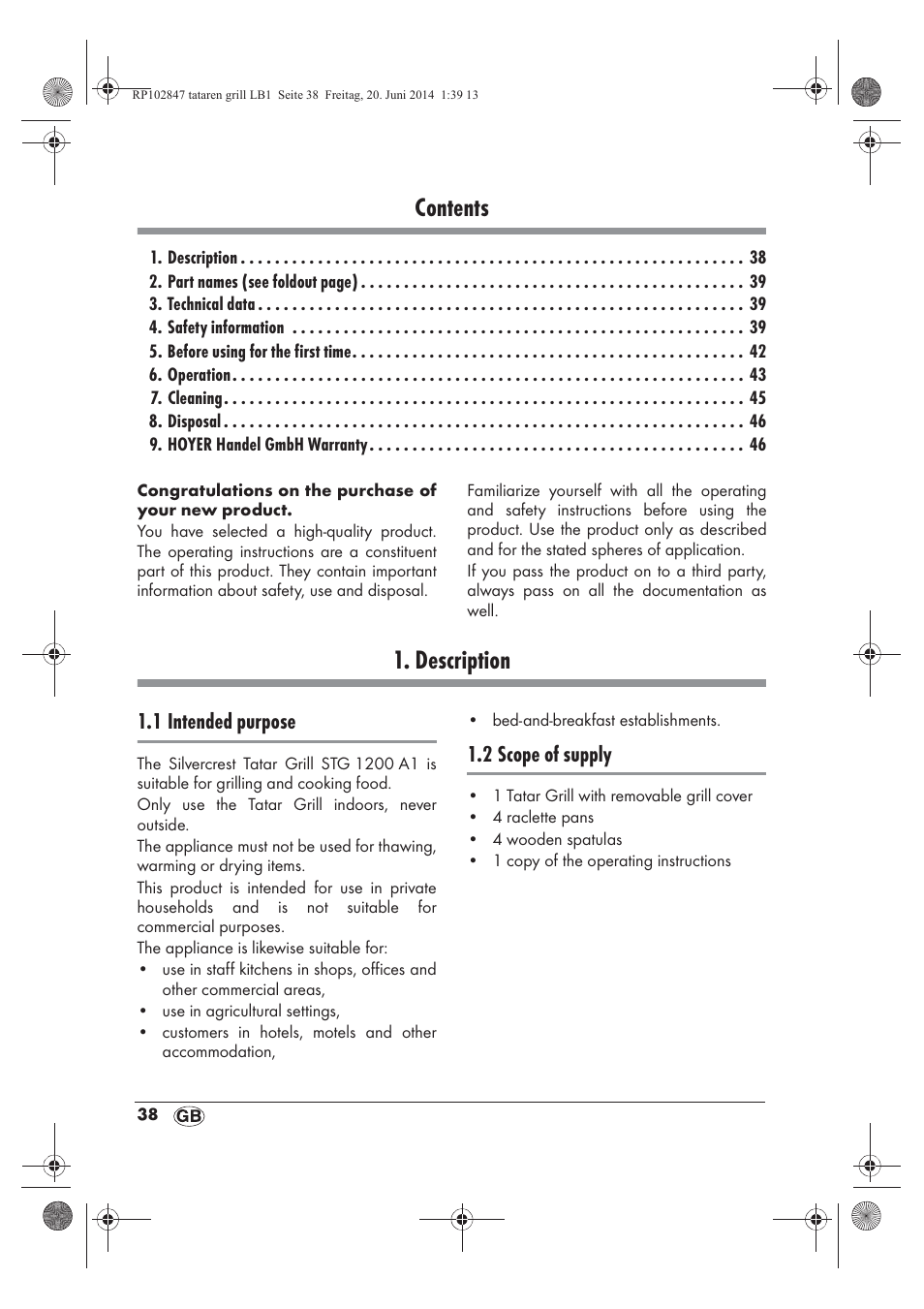 Silvercrest STG 1200 A1 User Manual | Page 40 / 50