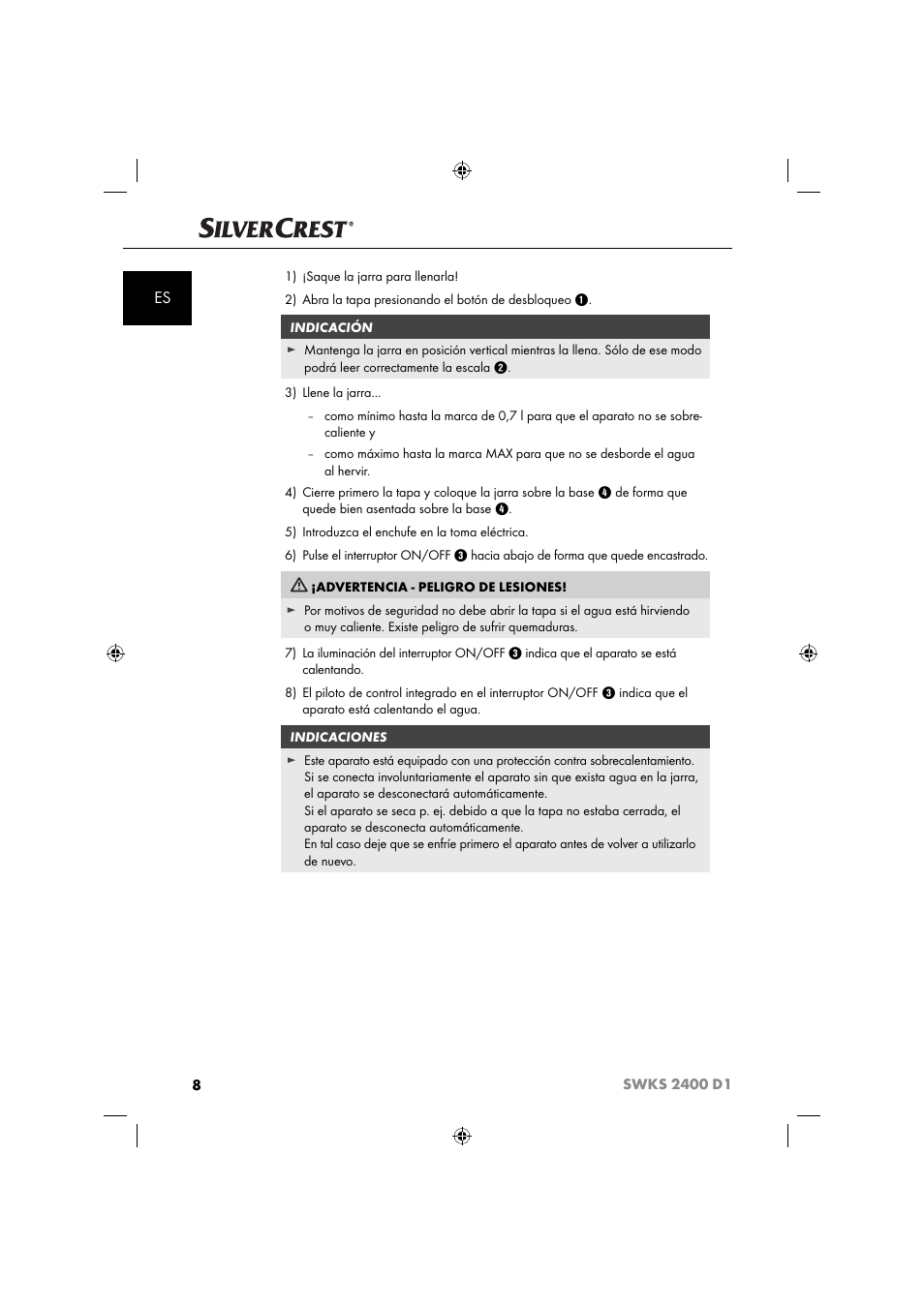 Silvercrest SWKS 2400 D1 User Manual | Page 11 / 64