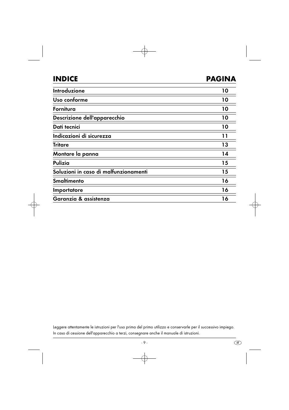 Indice pagina | Silvercrest SMZ 260 G1 User Manual | Page 12 / 44