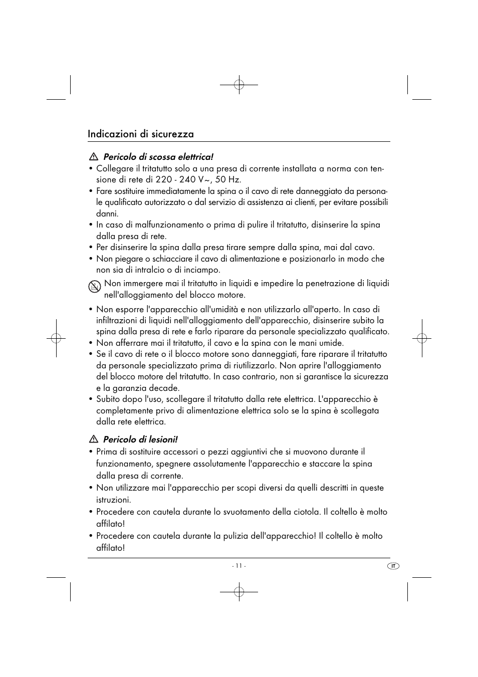Indicazioni di sicurezza | Silvercrest SMZ 260 G1 User Manual | Page 14 / 44