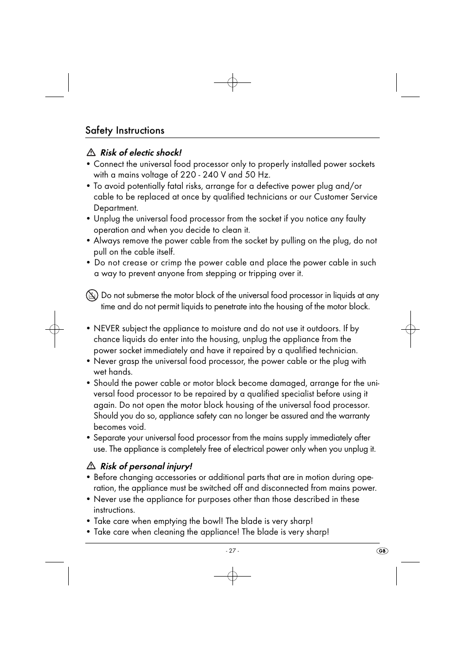 Safety instructions | Silvercrest SMZ 260 G1 User Manual | Page 30 / 44