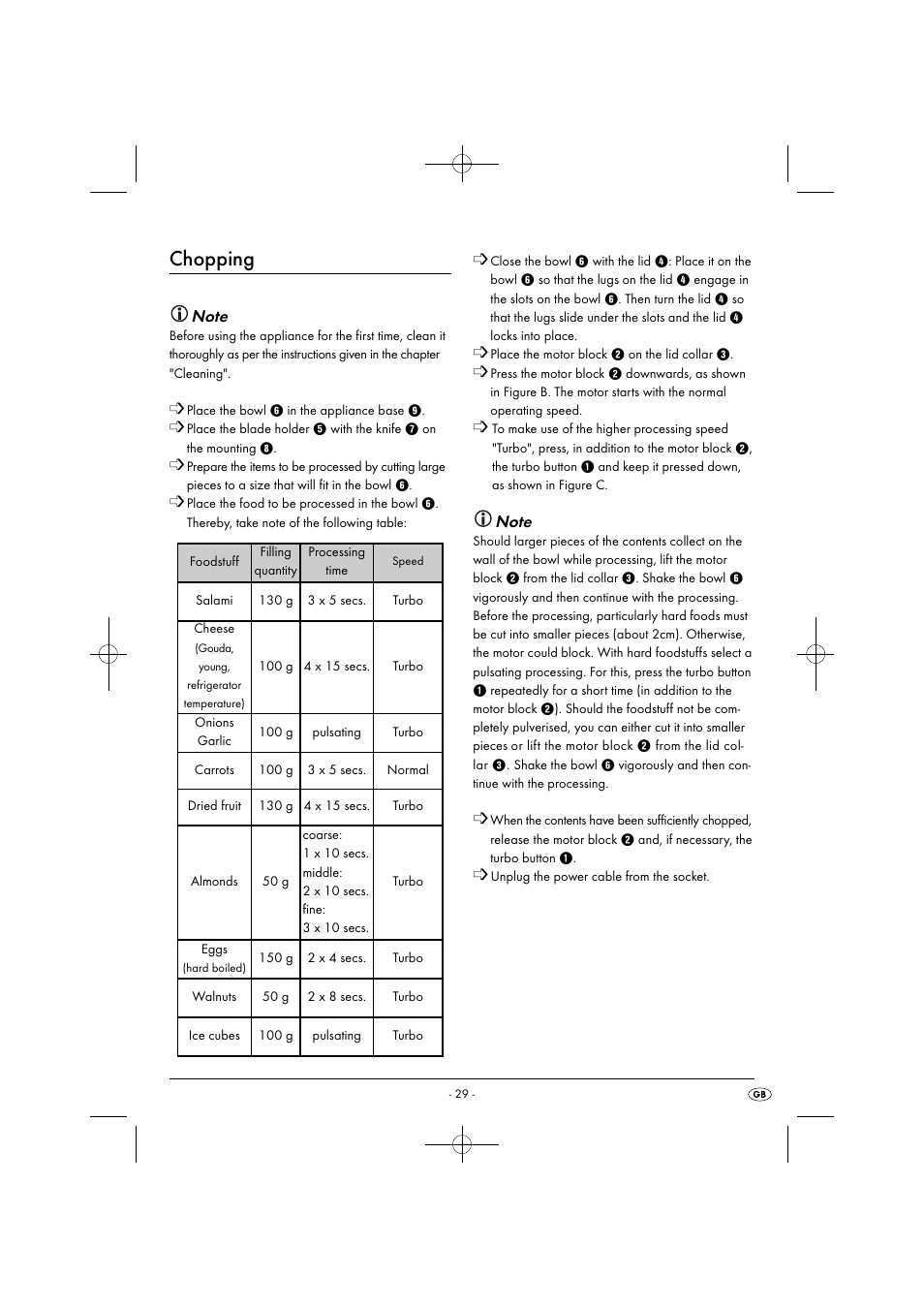 Chopping | Silvercrest SMZ 260 G1 User Manual | Page 32 / 44