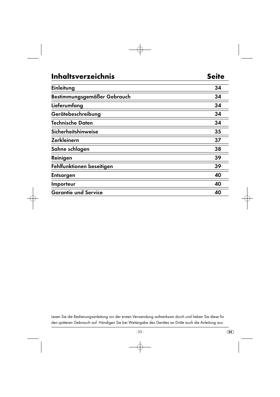 Inhaltsverzeichnis seite | Silvercrest SMZ 260 G1 User Manual | Page 36 / 44