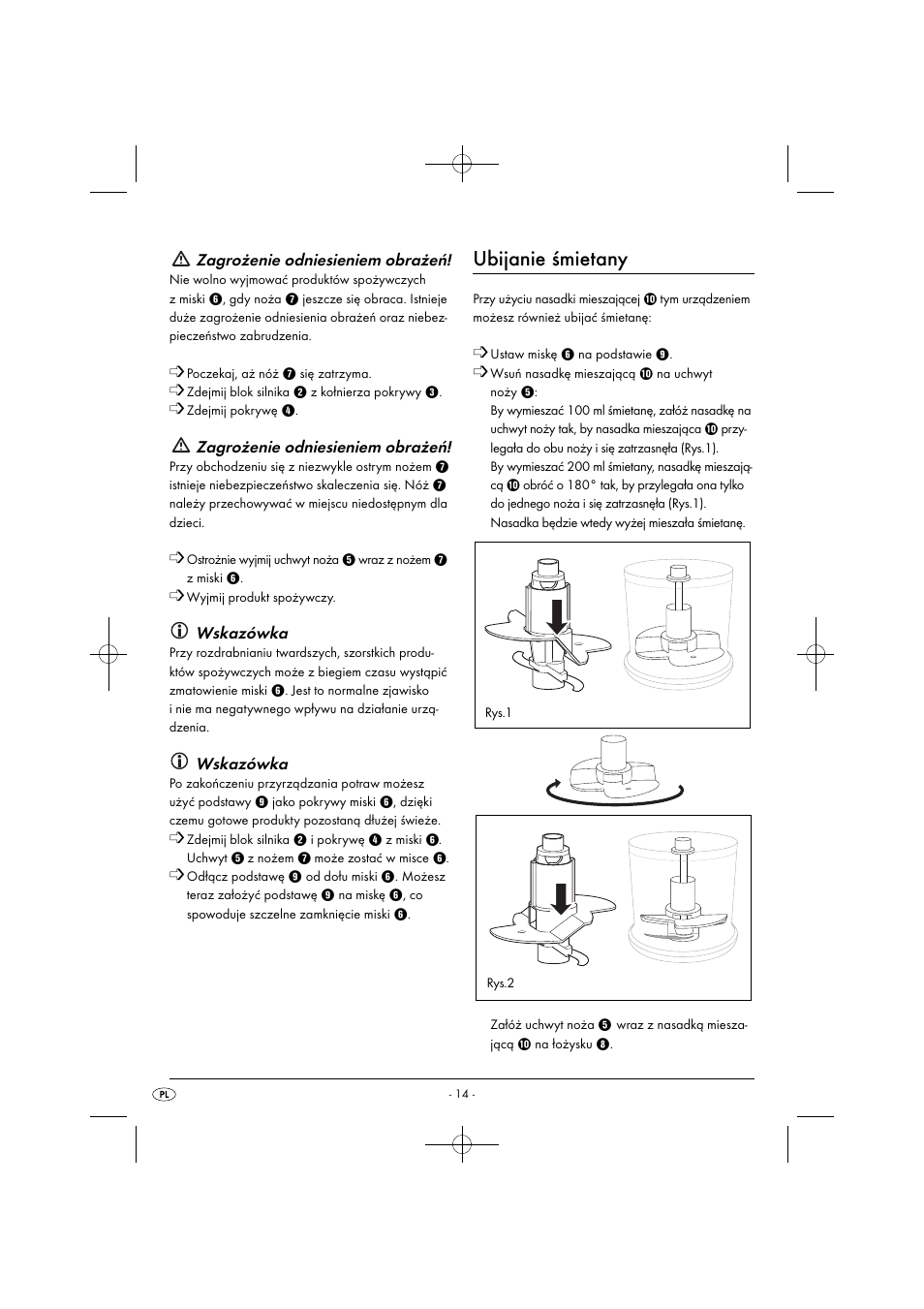 Ubijanie śmietany | Silvercrest SMZ 260 G1 User Manual | Page 17 / 60
