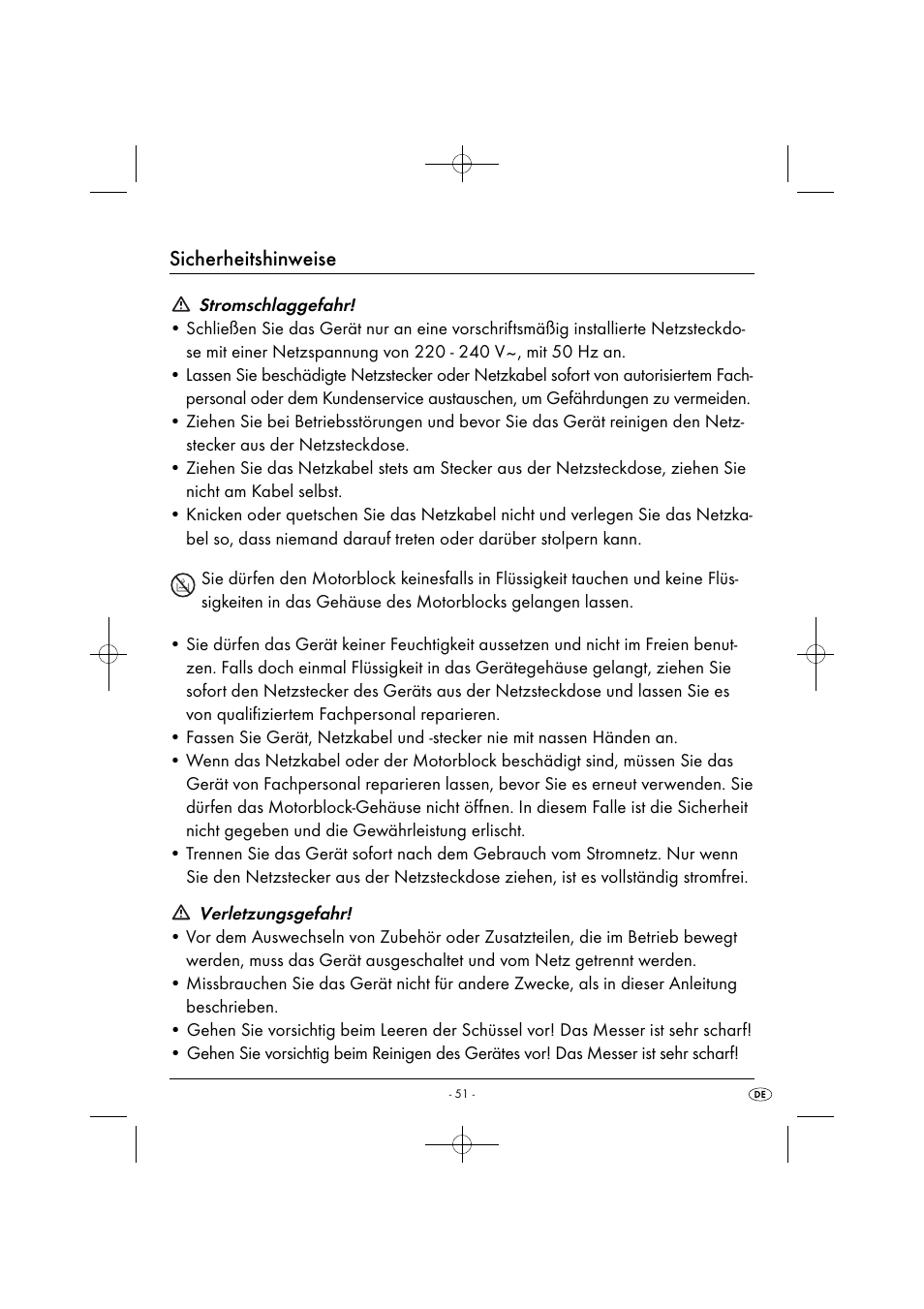 Sicherheitshinweise | Silvercrest SMZ 260 G1 User Manual | Page 54 / 60