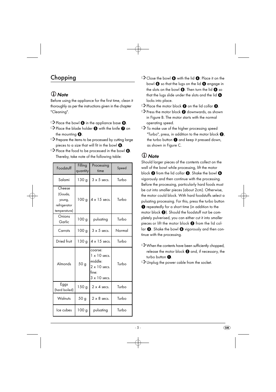 Chopping | Silvercrest SMZ 260 G1 User Manual | Page 8 / 60