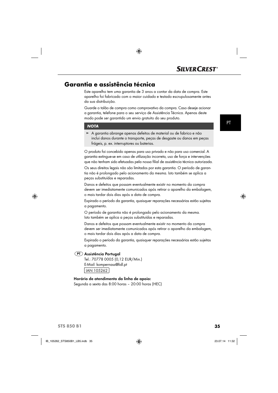 Garantia e assistência técnica | Silvercrest STS 850 C1 User Manual | Page 38 / 64