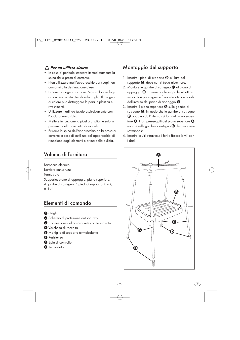 Volume di fornitura, Elementi di comando, Montaggio del supporto | Silvercrest STGR 1600 A1 User Manual | Page 11 / 32