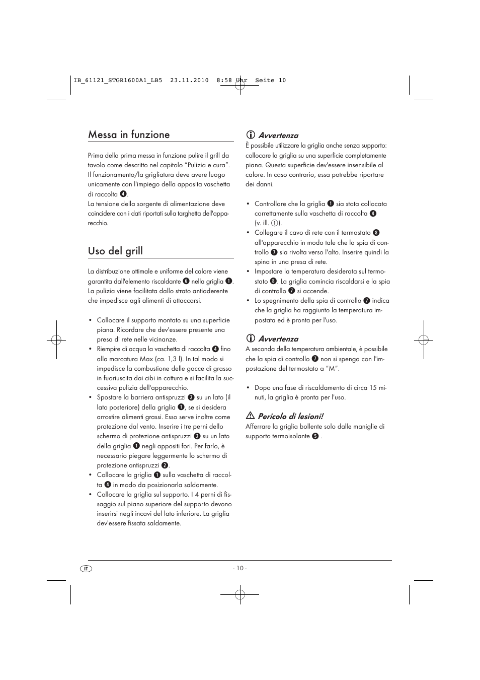 Messa in funzione, Uso del grill | Silvercrest STGR 1600 A1 User Manual | Page 12 / 32