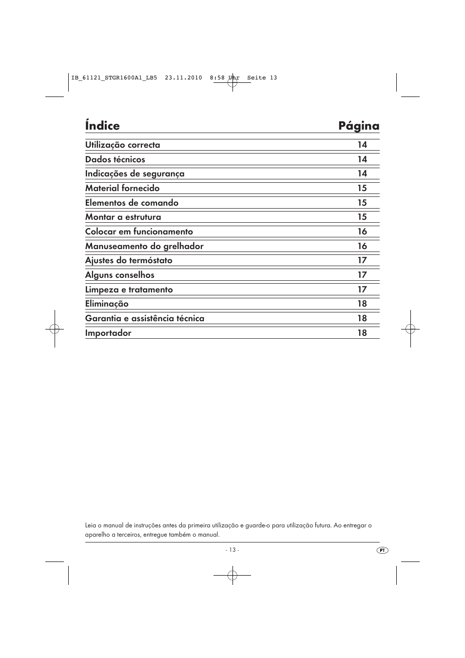 Índice página | Silvercrest STGR 1600 A1 User Manual | Page 15 / 32