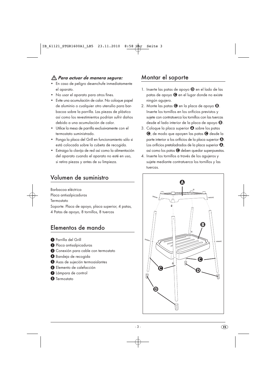 Volumen de suministro, Elementos de mando, Montar el soporte | Silvercrest STGR 1600 A1 User Manual | Page 5 / 32