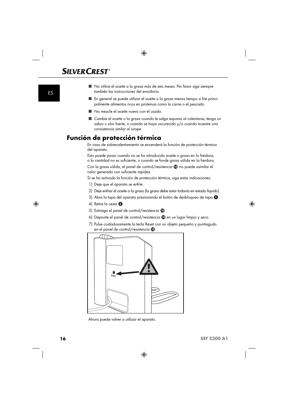 Función de protección térmica | Silvercrest SEF 2300 A1 User Manual | Page 19 / 104