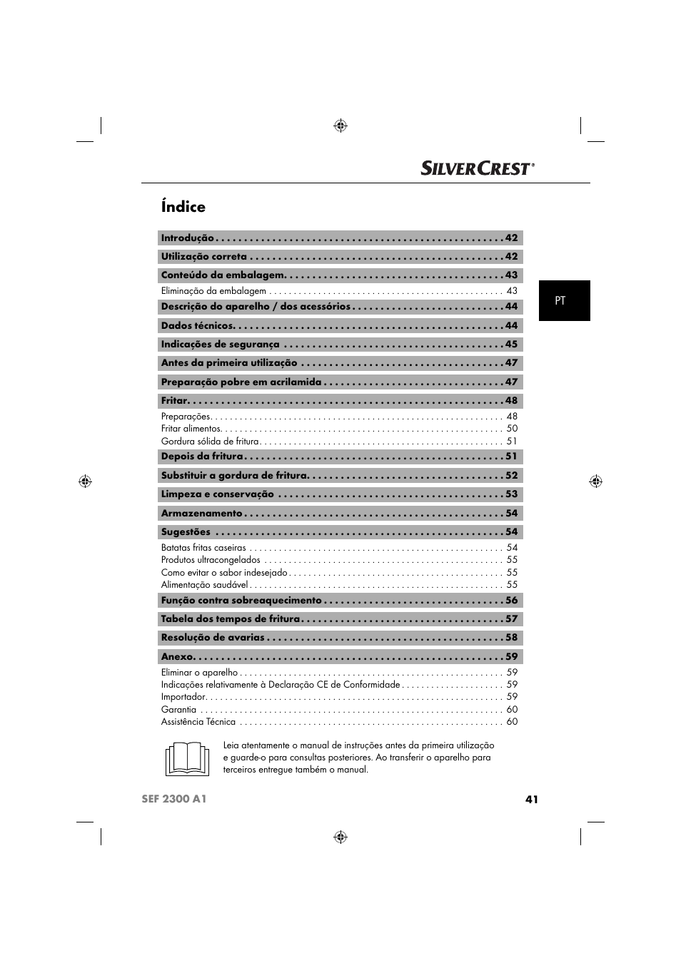 Índice | Silvercrest SEF 2300 A1 User Manual | Page 44 / 104