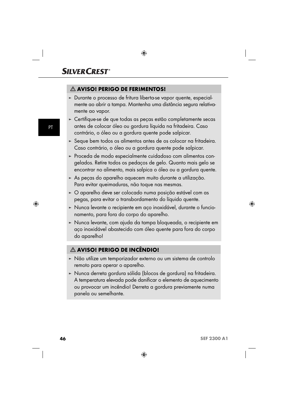 Aviso! perigo de ferimentos | Silvercrest SEF 2300 A1 User Manual | Page 49 / 104