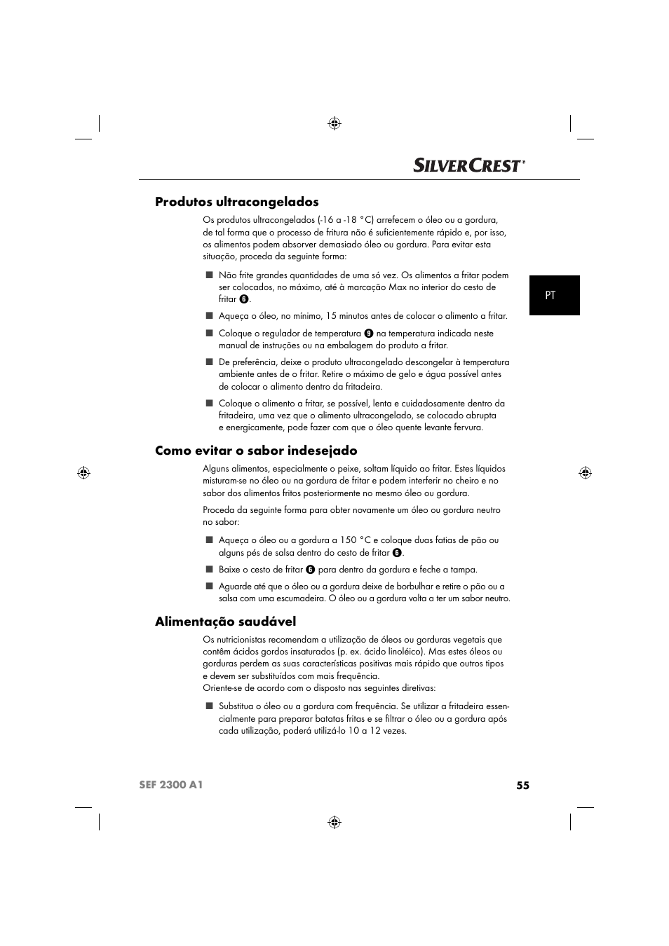 Produtos ultracongelados, Como evitar o sabor indesejado, Alimentação saudável | Silvercrest SEF 2300 A1 User Manual | Page 58 / 104