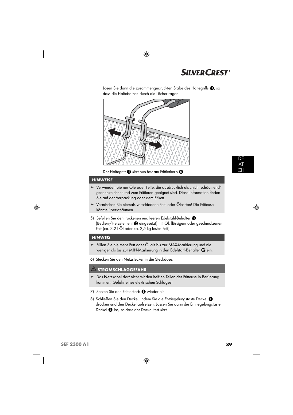 De at ch | Silvercrest SEF 2300 A1 User Manual | Page 92 / 104