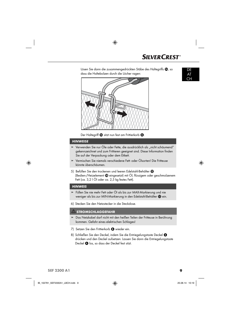 De at ch | Silvercrest SEF 2300 A1 User Manual | Page 12 / 84