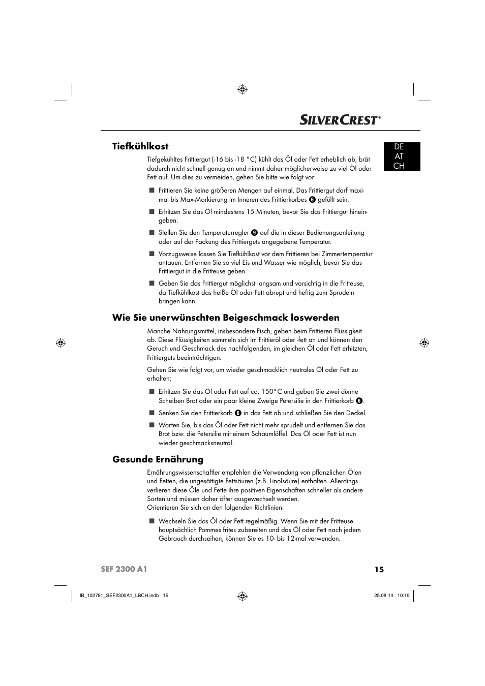Tiefkühlkost, Wie sie unerwünschten beigeschmack loswerden, Gesunde ernährung | De at ch | Silvercrest SEF 2300 A1 User Manual | Page 18 / 84