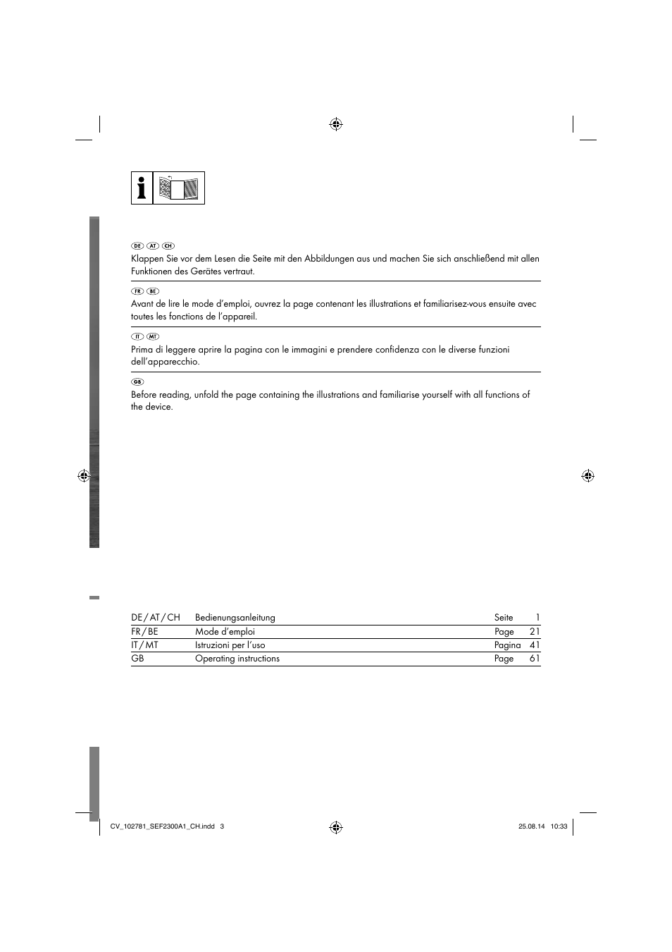 Silvercrest SEF 2300 A1 User Manual | Page 2 / 84