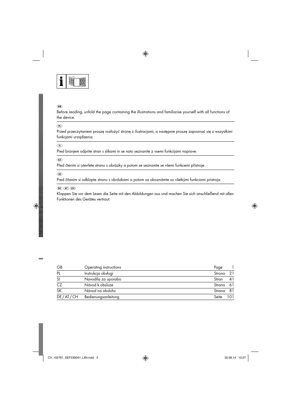 Silvercrest SEF 2300 A1 User Manual | Page 2 / 124