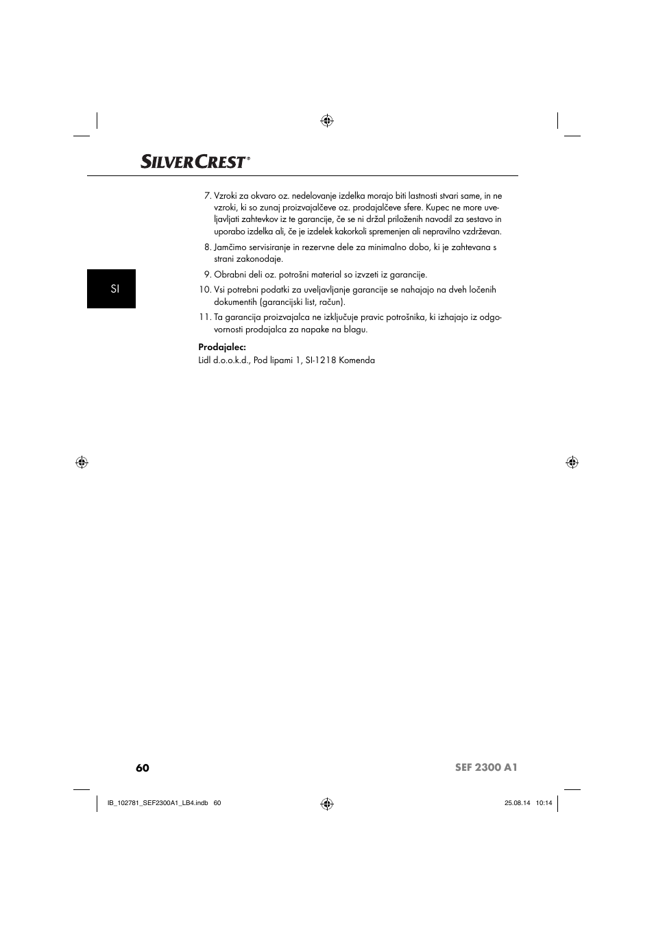 Silvercrest SEF 2300 A1 User Manual | Page 63 / 124