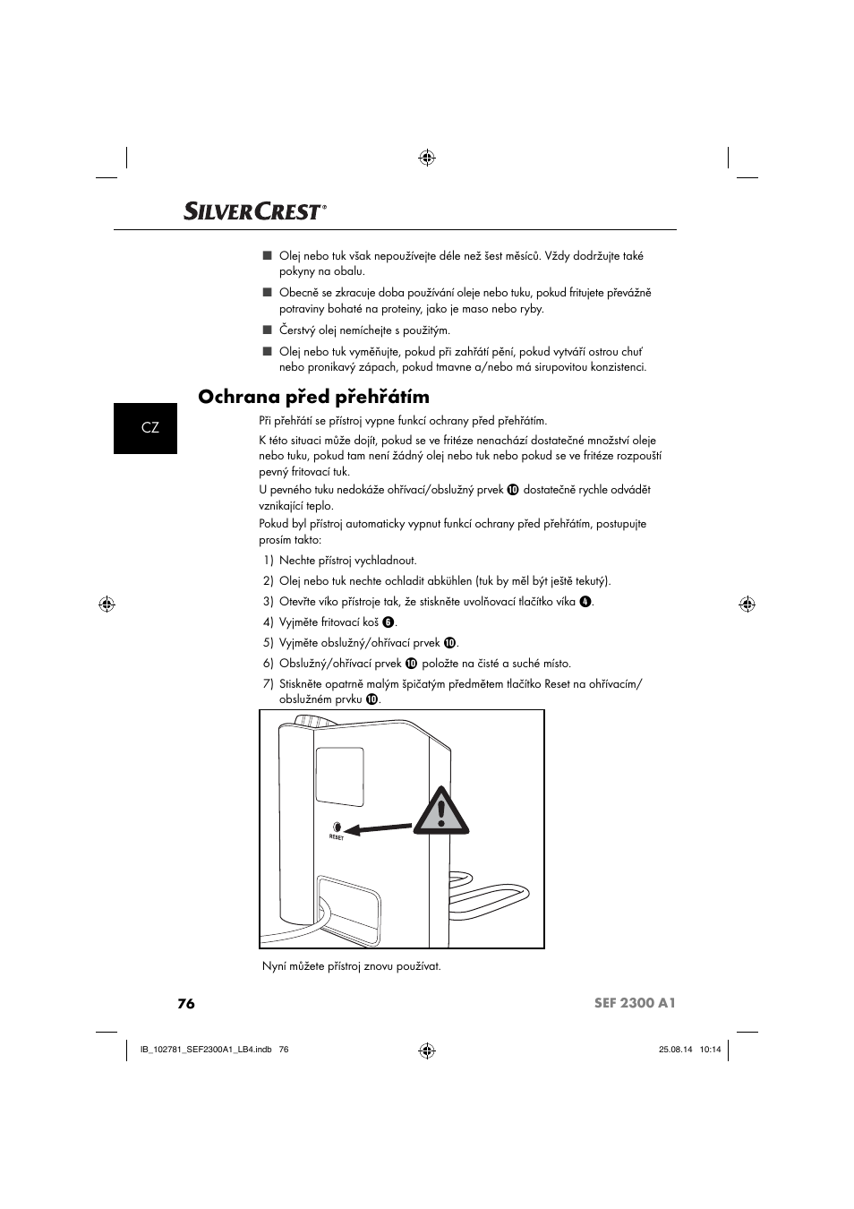 Ochrana před přehřátím | Silvercrest SEF 2300 A1 User Manual | Page 79 / 124