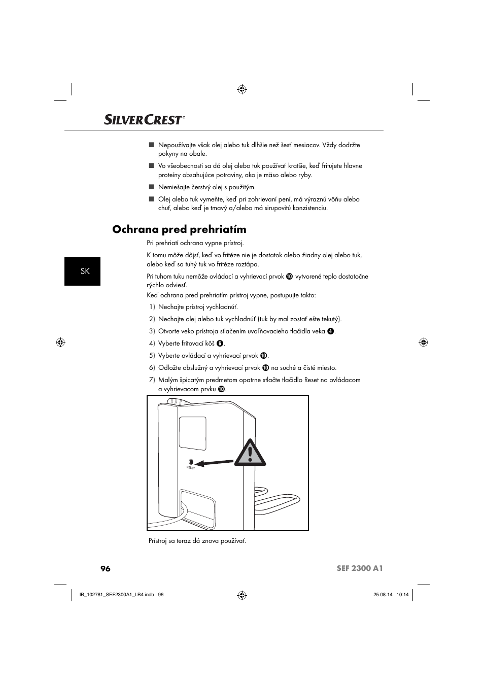 Ochrana pred prehriatím | Silvercrest SEF 2300 A1 User Manual | Page 99 / 124