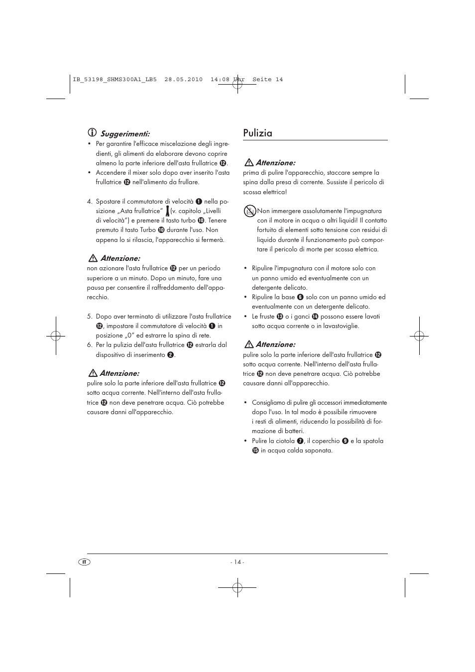 Pulizia, Suggerimenti, Attenzione | Silvercrest SHMS 300 A1 User Manual | Page 16 / 41