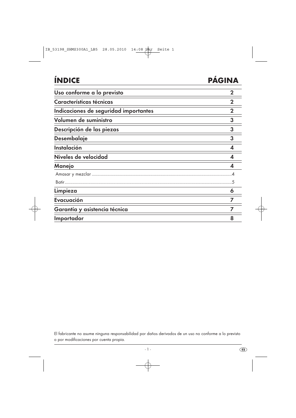 Índice página | Silvercrest SHMS 300 A1 User Manual | Page 3 / 41