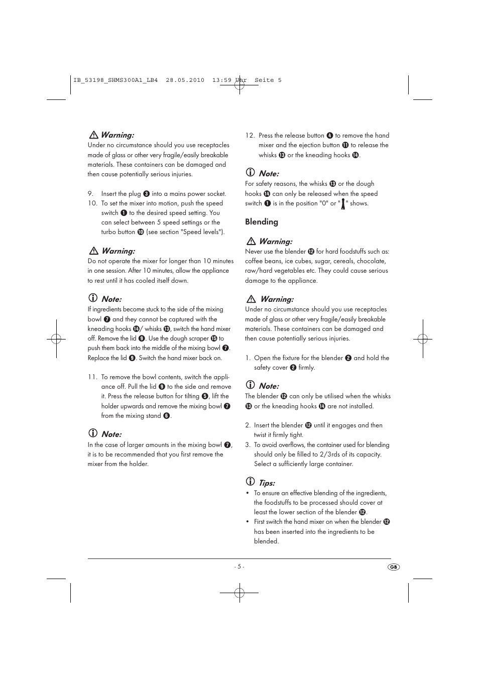 Warning, Blending warning, Tips | Silvercrest SHMS 300 A1 User Manual | Page 7 / 49