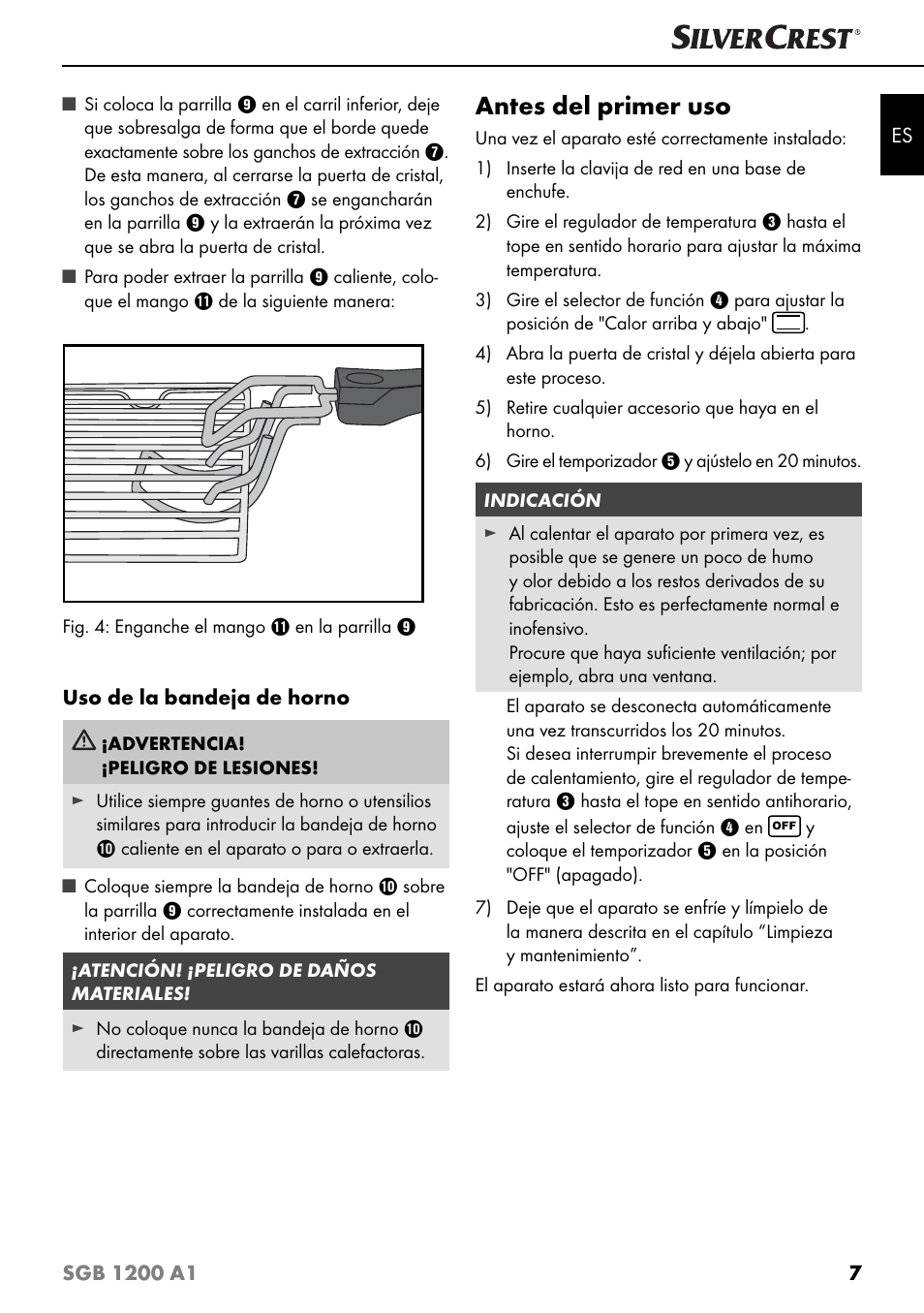 Antes del primer uso | Silvercrest SGB 1200 A1 User Manual | Page 10 / 83