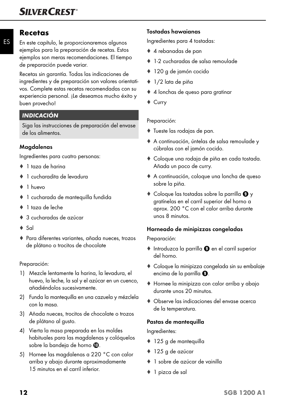 Recetas | Silvercrest SGB 1200 A1 User Manual | Page 15 / 83